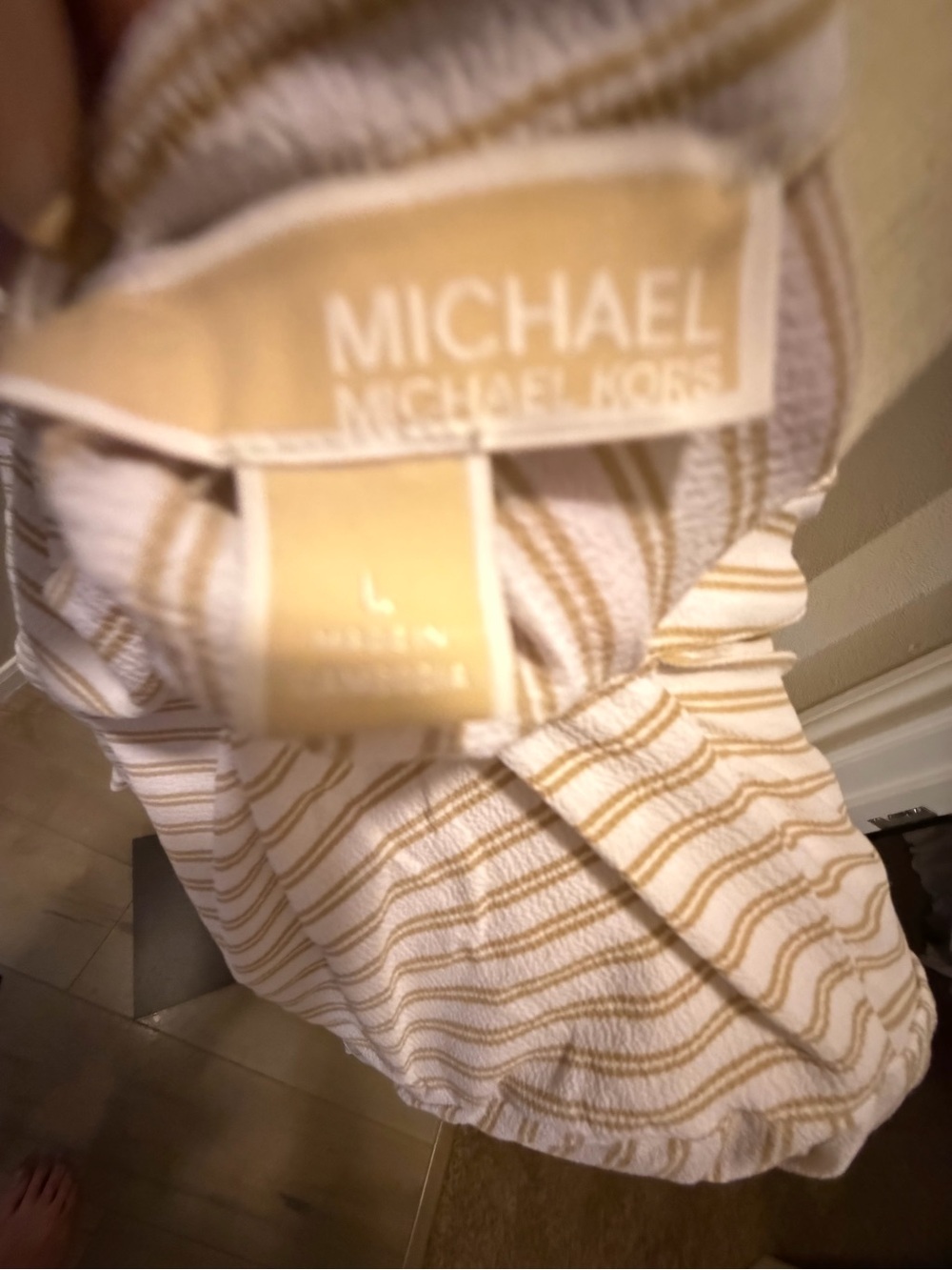 ****Set of 2 Michael Kors Cream and Tan Button-Down Shirt & 1 front zip - Picture 6 of 8
